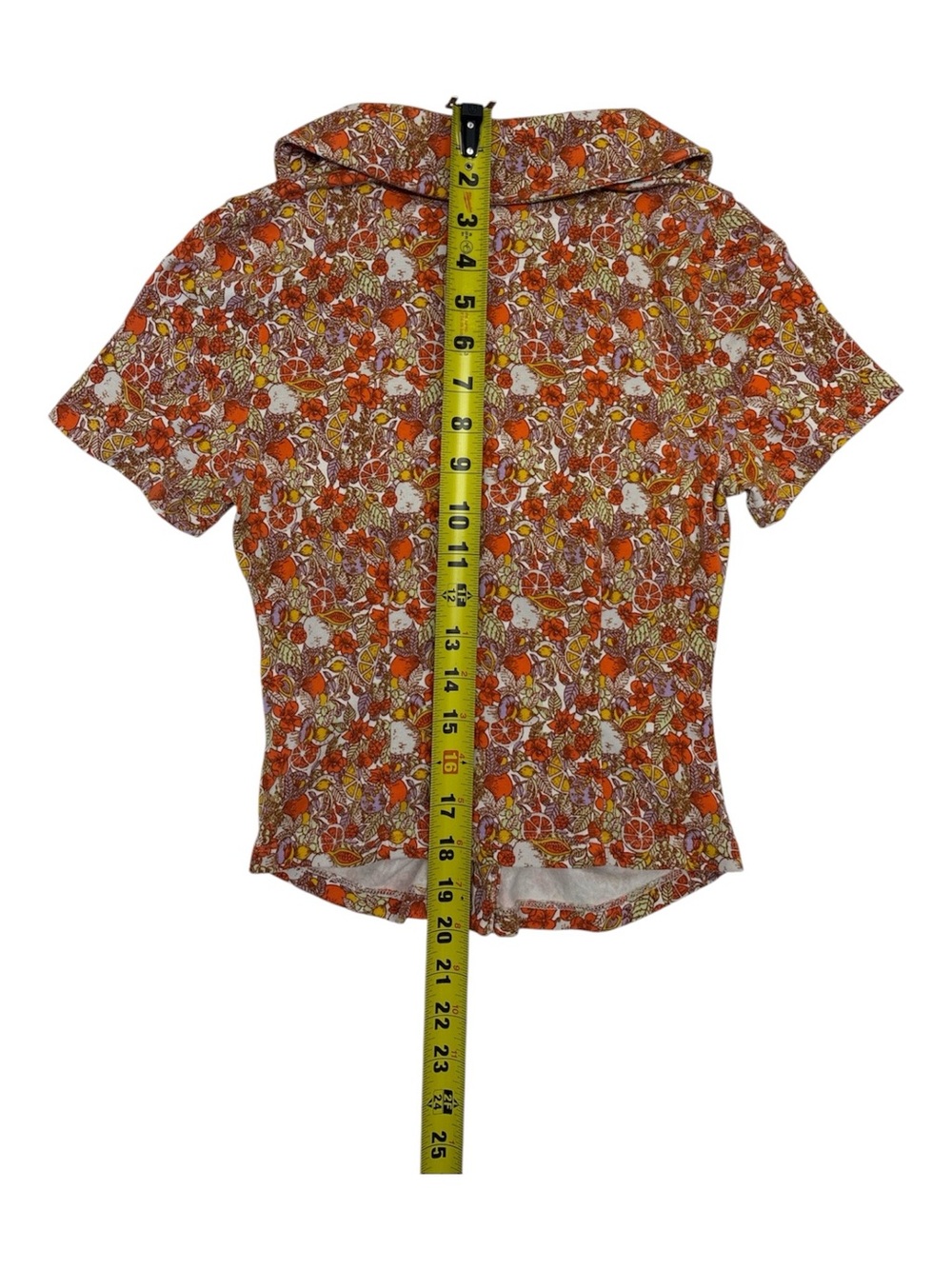 Anthropologie Maeve Orange Elegant Floral Ruched Button-Down Top Womens X-Small - Picture 6 of 9